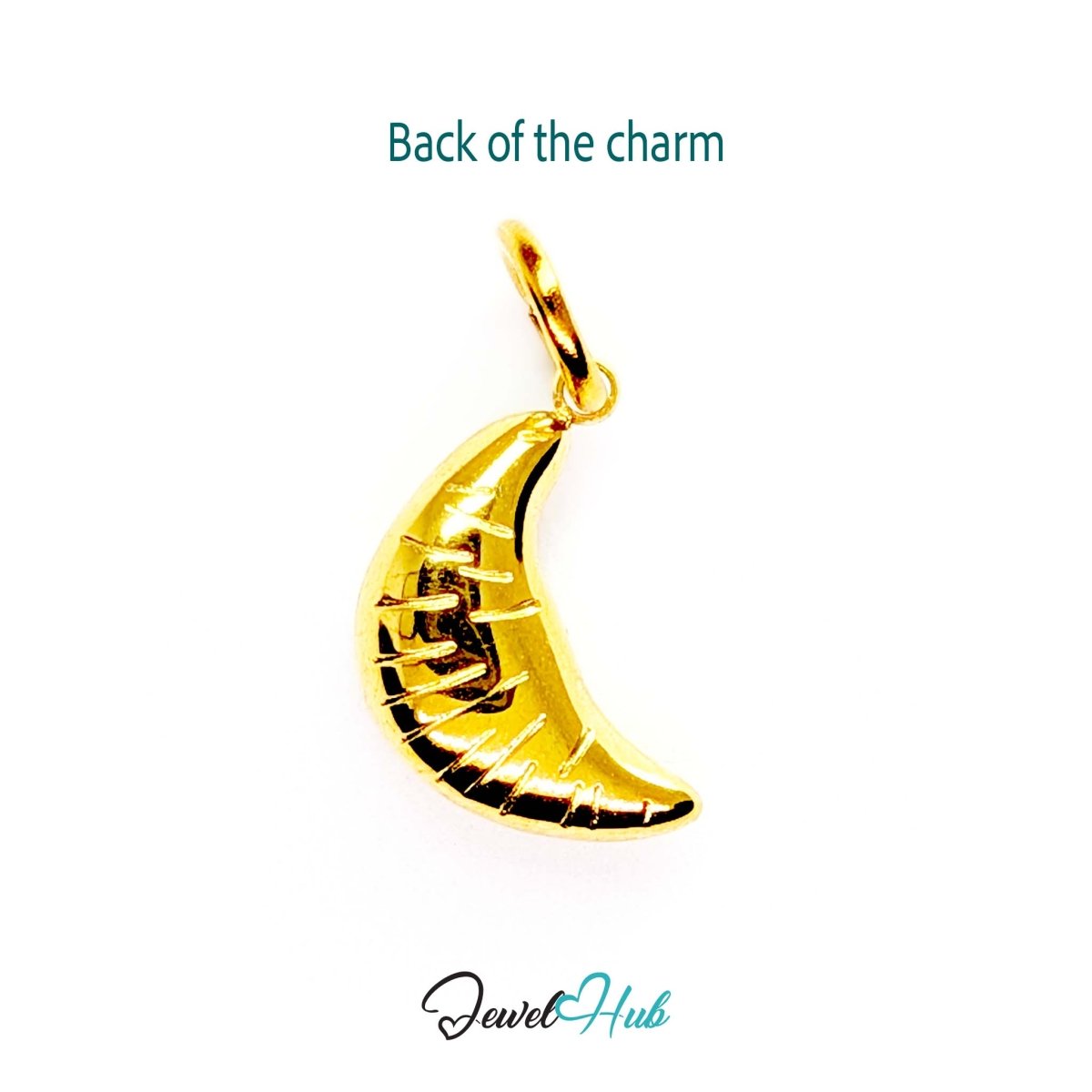 Mini croissant charm in gold stainless steel - reverse - JewelHub