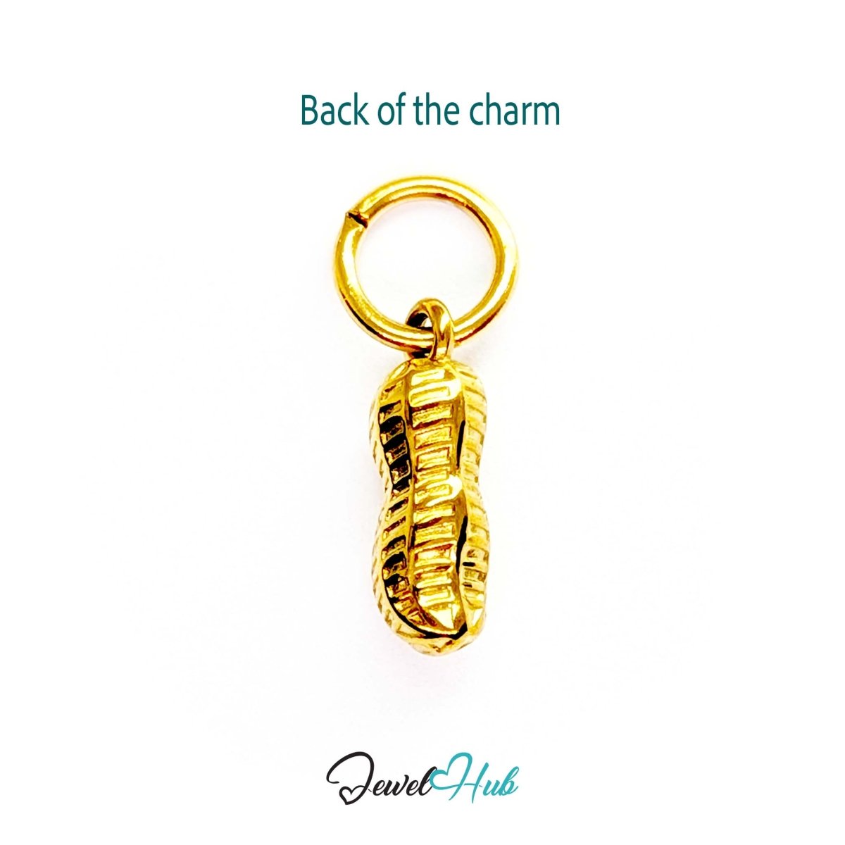 Mini peanut charm in gold stainless steel - reverse - JewelHub