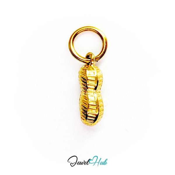 Mini peanut charm in gold stainless steel - front view - JewelHub