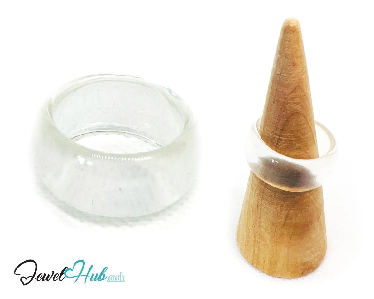 Mini Resin Ring 🧊 ClearMist · UK Q · US 8.5 · Transparent Resin · Everyday Clarity - JewelHub.co.uk