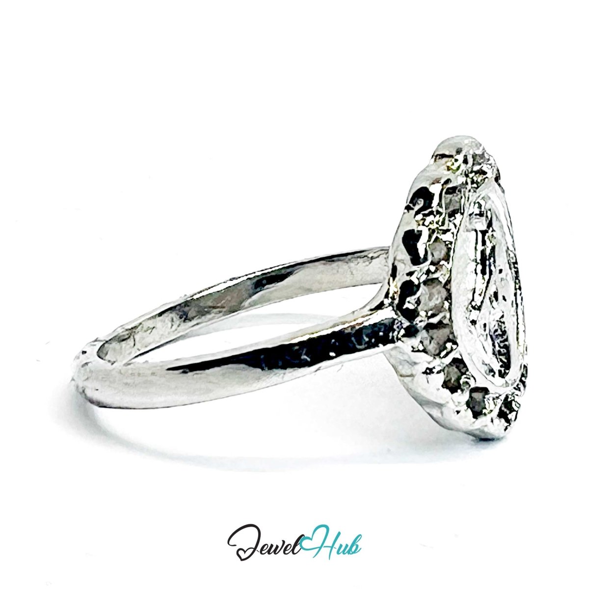 Miniature Icon Ring | Silver‑Tone Zinc Alloy Symbolic Band - JewelHub.co.uk