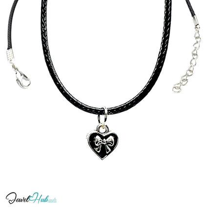 MiniCharm . Bow Heart . Everyday Storytelling . Silver - Plated Zinc Alloy Charm - JewelHub.co.uk