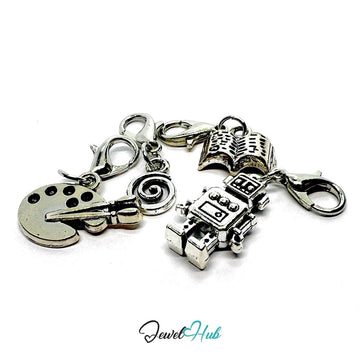 MiniCharm™ Creative Series – Robots, Books & Big Ideas Pack (Set of 4) - JewelHub.co.uk