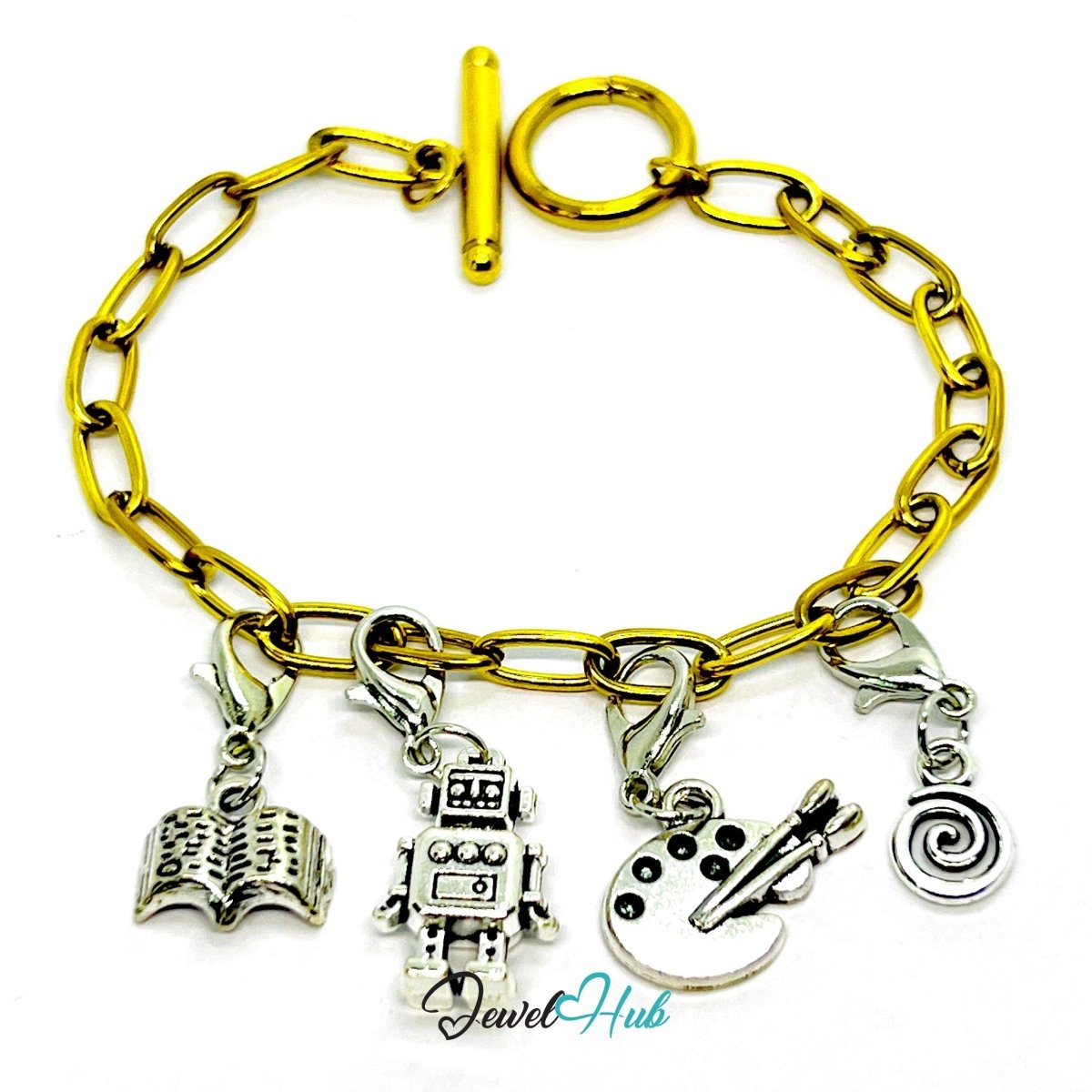 MiniCharm™ Creative Series – Robots, Books & Big Ideas Pack (Set of 4) - JewelHub.co.uk