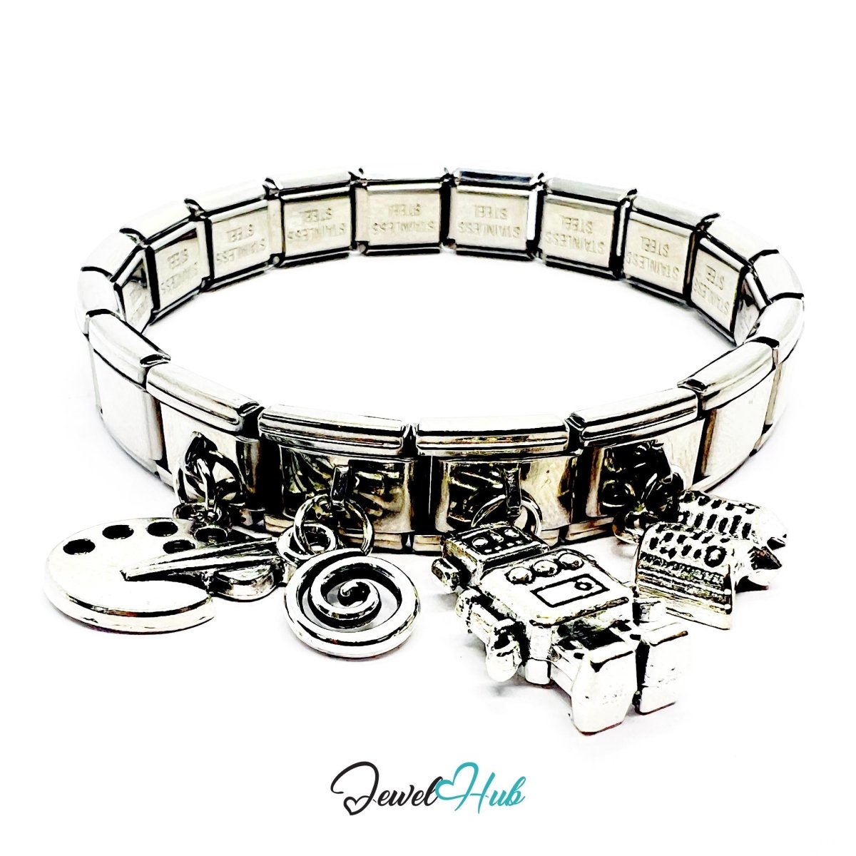 MiniCharm™ Creative Series – Robots, Books & Big Ideas Pack (Set of 4) - JewelHub.co.uk