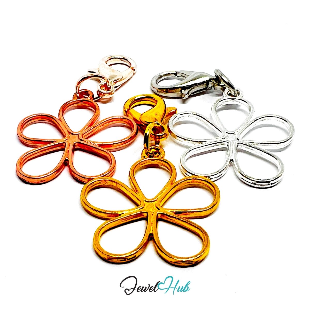 MiniCharm™ Flower Series – Hollow Harmony Pack (Set of 3) - JewelHub.co.uk