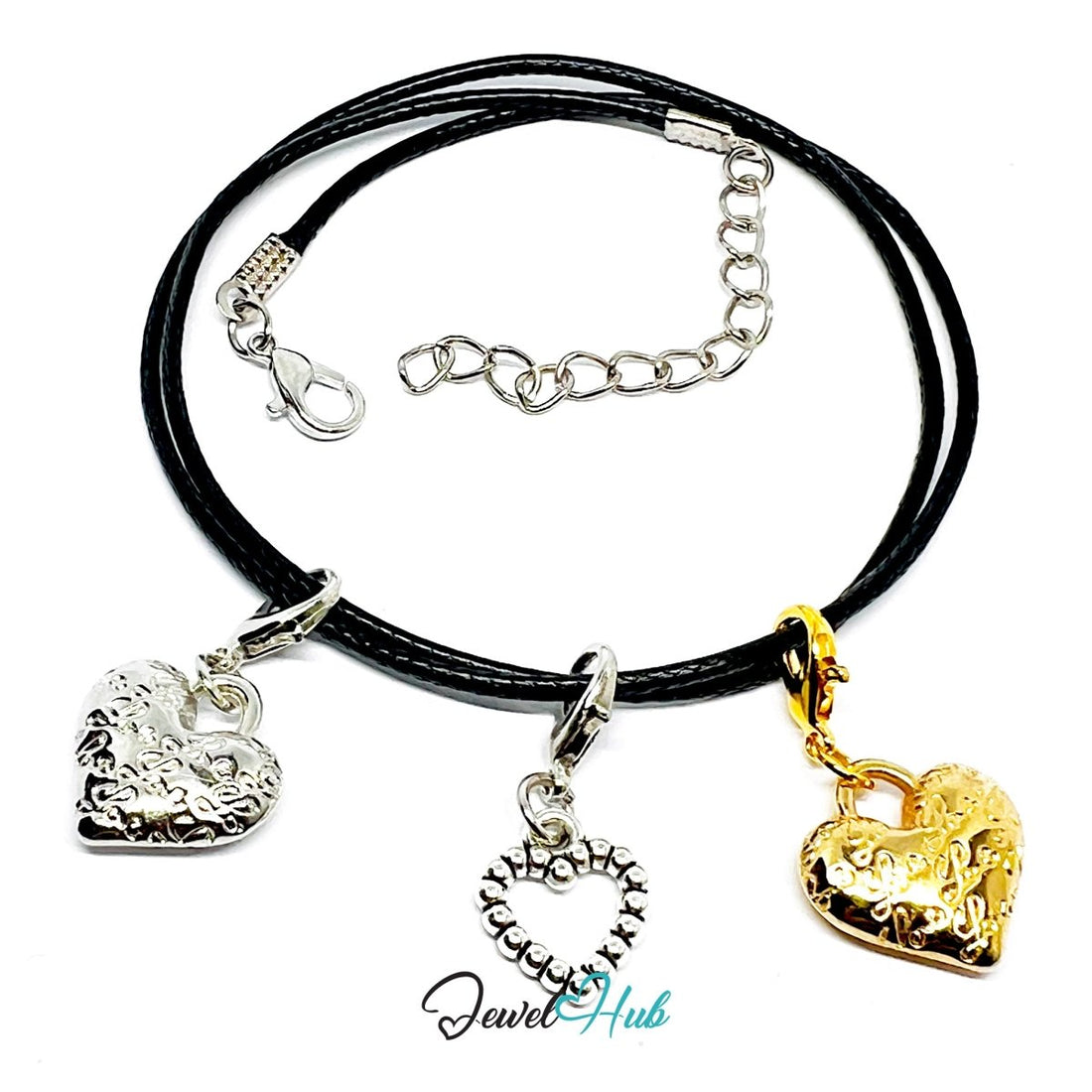 MiniCharm™ Heart Series – Symbolic Love Pack (Mixed‑Metal Trio for Everyday Styling) - JewelHub.co.uk