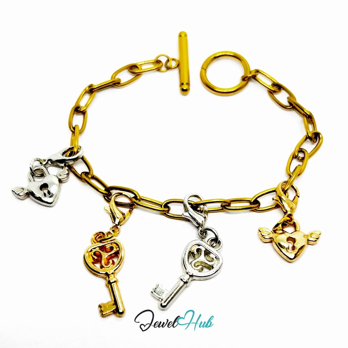 MiniCharm™ Lock & Key Series – Winged Trust Pack (Set of 4) - JewelHub.co.uk