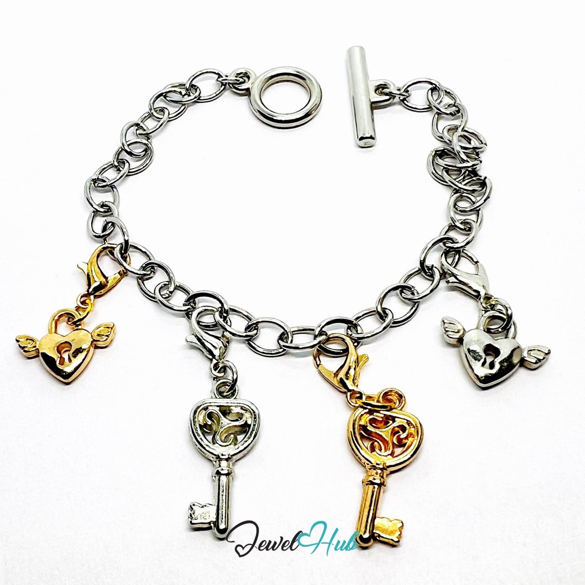 MiniCharm™ Lock & Key Series – Winged Trust Pack (Set of 4) - JewelHub.co.uk