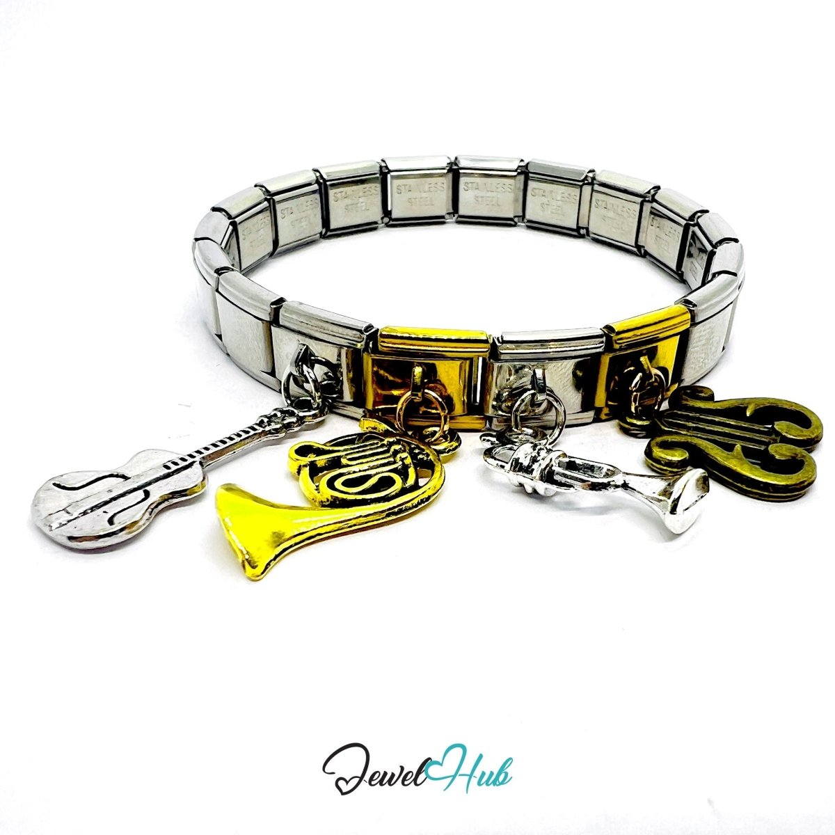 MiniCharm™ Music Series – Brass, Strings & Stage Lights Pack (Set of 4) - JewelHub.co.uk