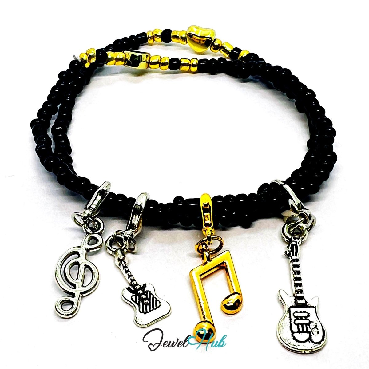 MiniCharm™ Music Series – Guitars, Notes & Quiet Playlists Pack (Set of 4) - JewelHub.co.uk