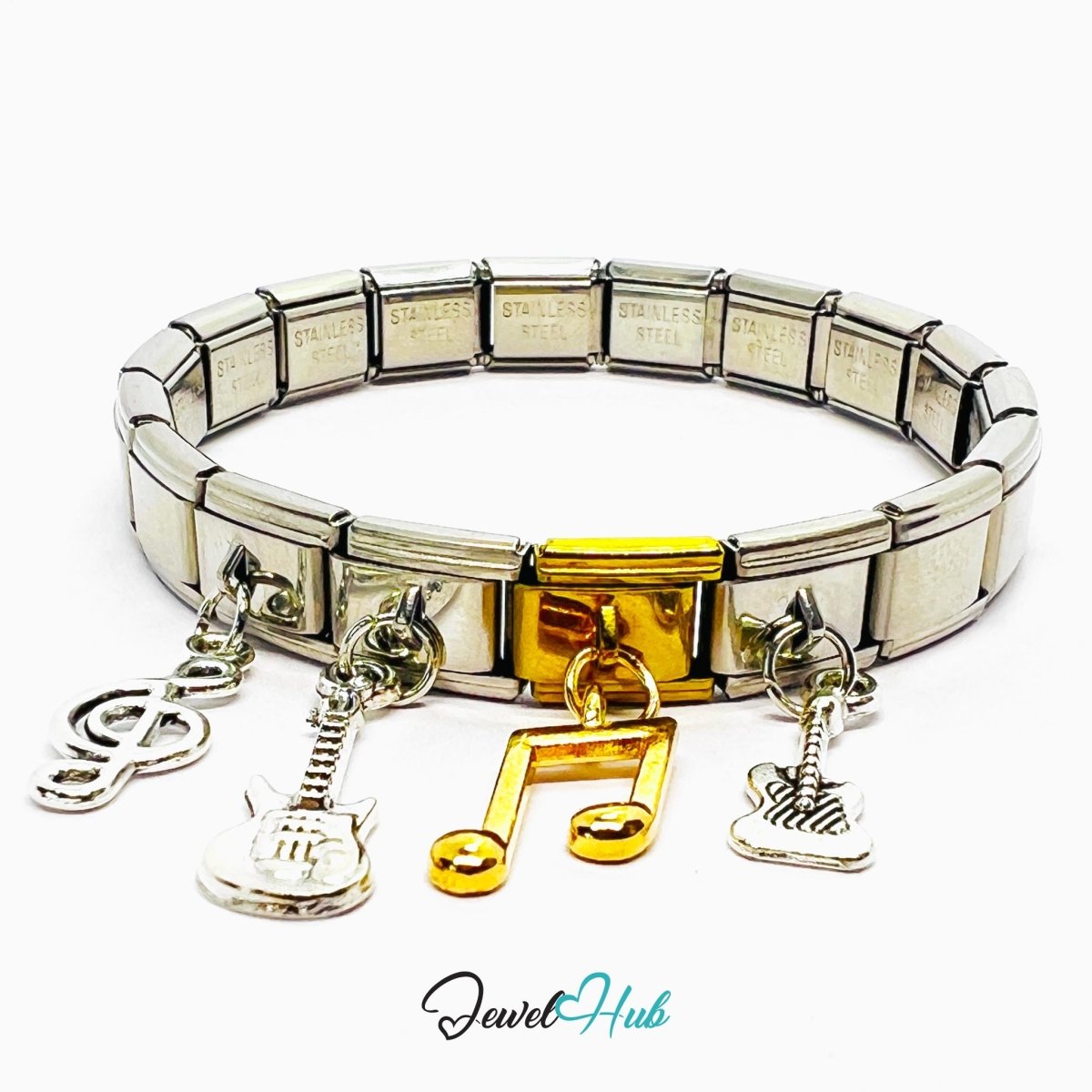 MiniCharm™ Music Series – Guitars, Notes & Quiet Playlists Pack (Set of 4) - JewelHub.co.uk