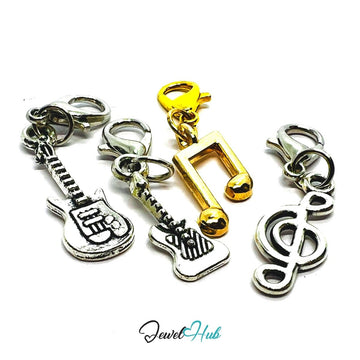 MiniCharm™ Music Series – Guitars, Notes & Quiet Playlists Pack (Set of 4) - JewelHub.co.uk