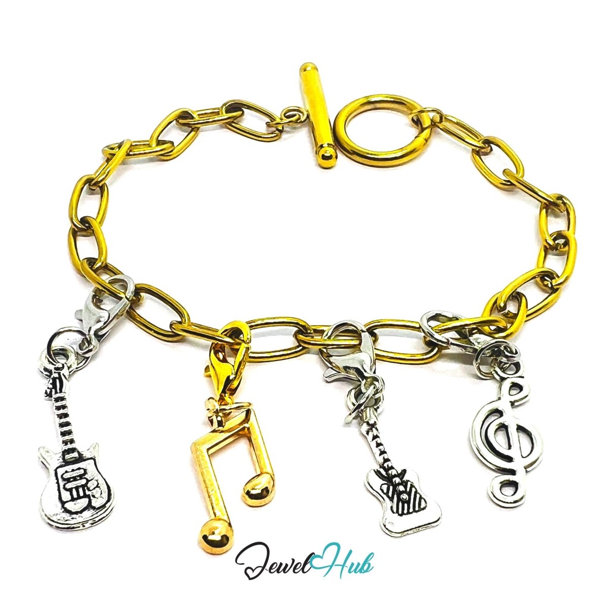 MiniCharm™ Music Series – Guitars, Notes & Quiet Playlists Pack (Set of 4) - JewelHub.co.uk