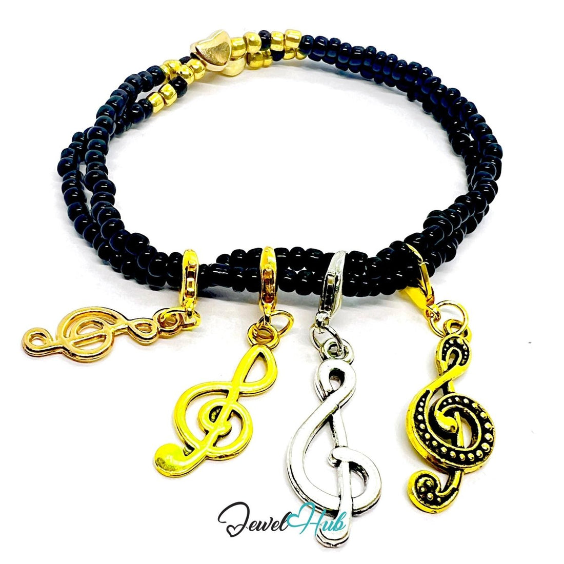 MiniCharm™ Music Series – Treble Notes & Golden Motifs Pack (Set of 4) - JewelHub.co.uk