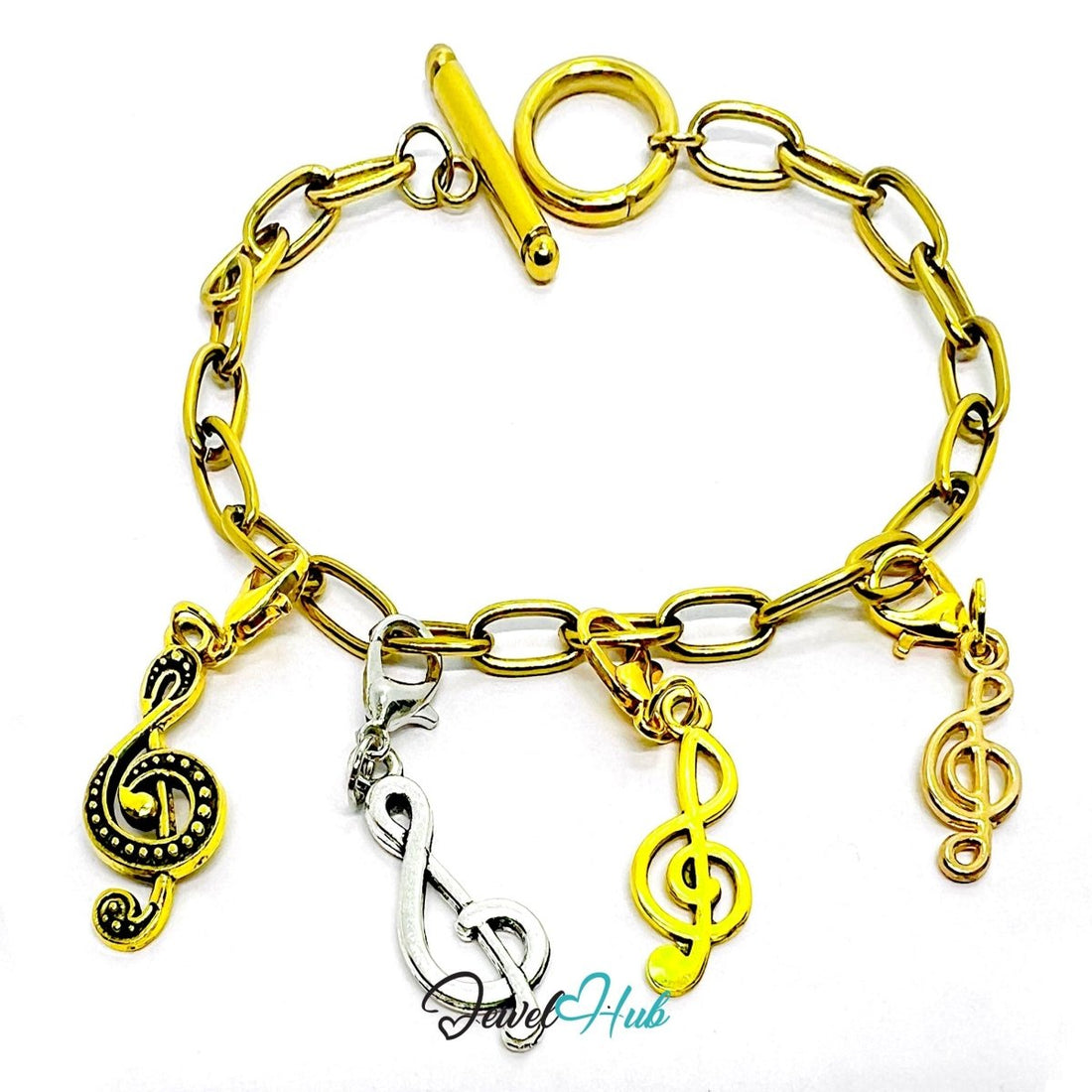 MiniCharm™ Music Series – Treble Notes & Golden Motifs Pack (Set of 4) - JewelHub.co.uk