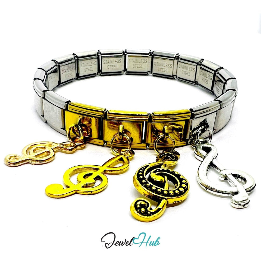 MiniCharm™ Music Series – Treble Notes & Golden Motifs Pack (Set of 4) - JewelHub.co.uk