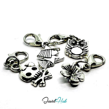 MiniCharm™ Night Story Series – Witches, Owls & Tiny Skulls Pack (Set of 4) - JewelHub.co.uk