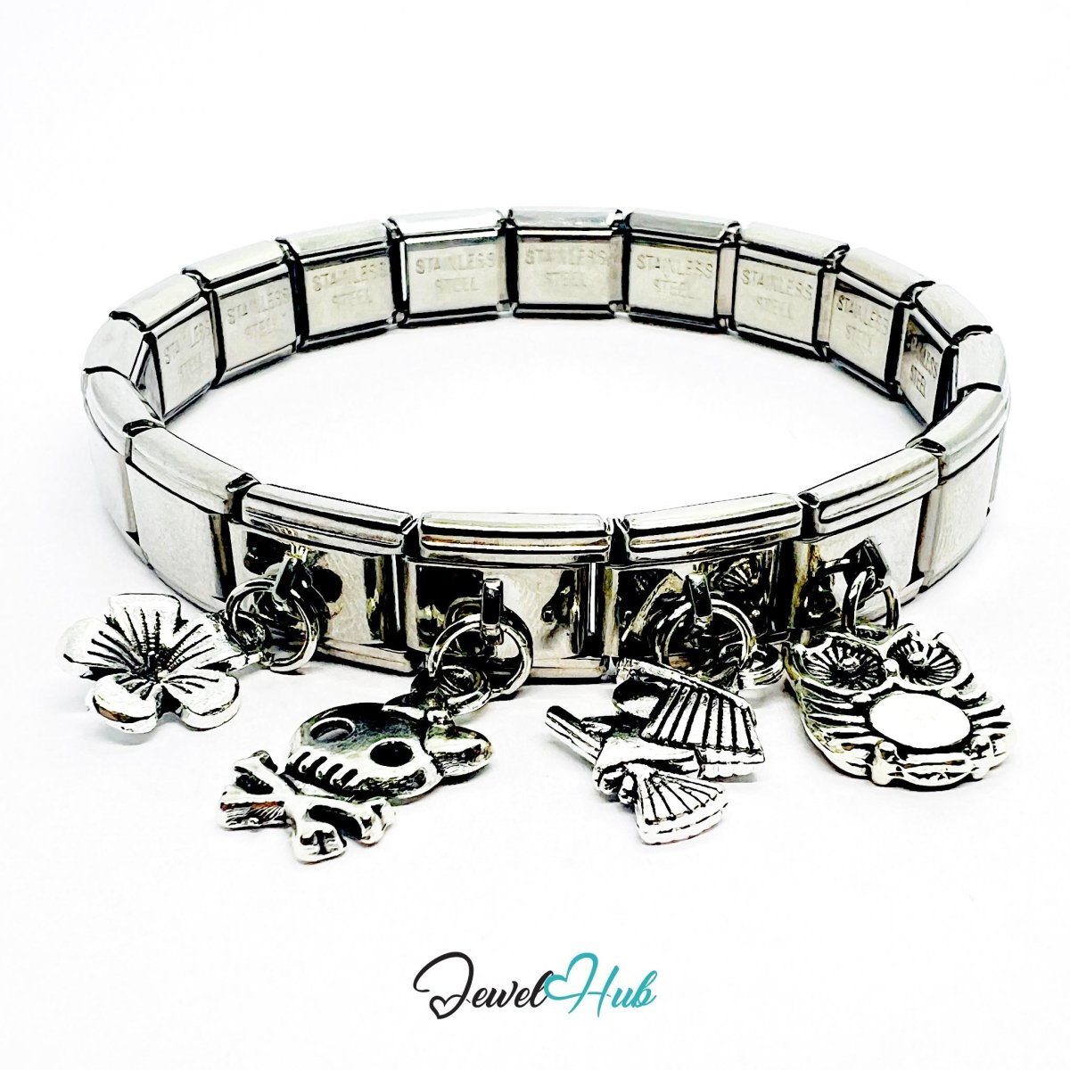 MiniCharm™ Night Story Series – Witches, Owls & Tiny Skulls Pack (Set of 4) - JewelHub.co.uk