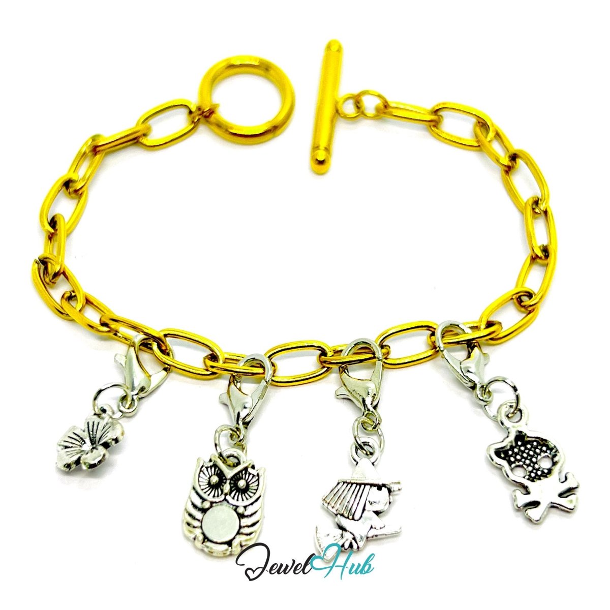 MiniCharm™ Night Story Series – Witches, Owls & Tiny Skulls Pack (Set of 4) - JewelHub.co.uk