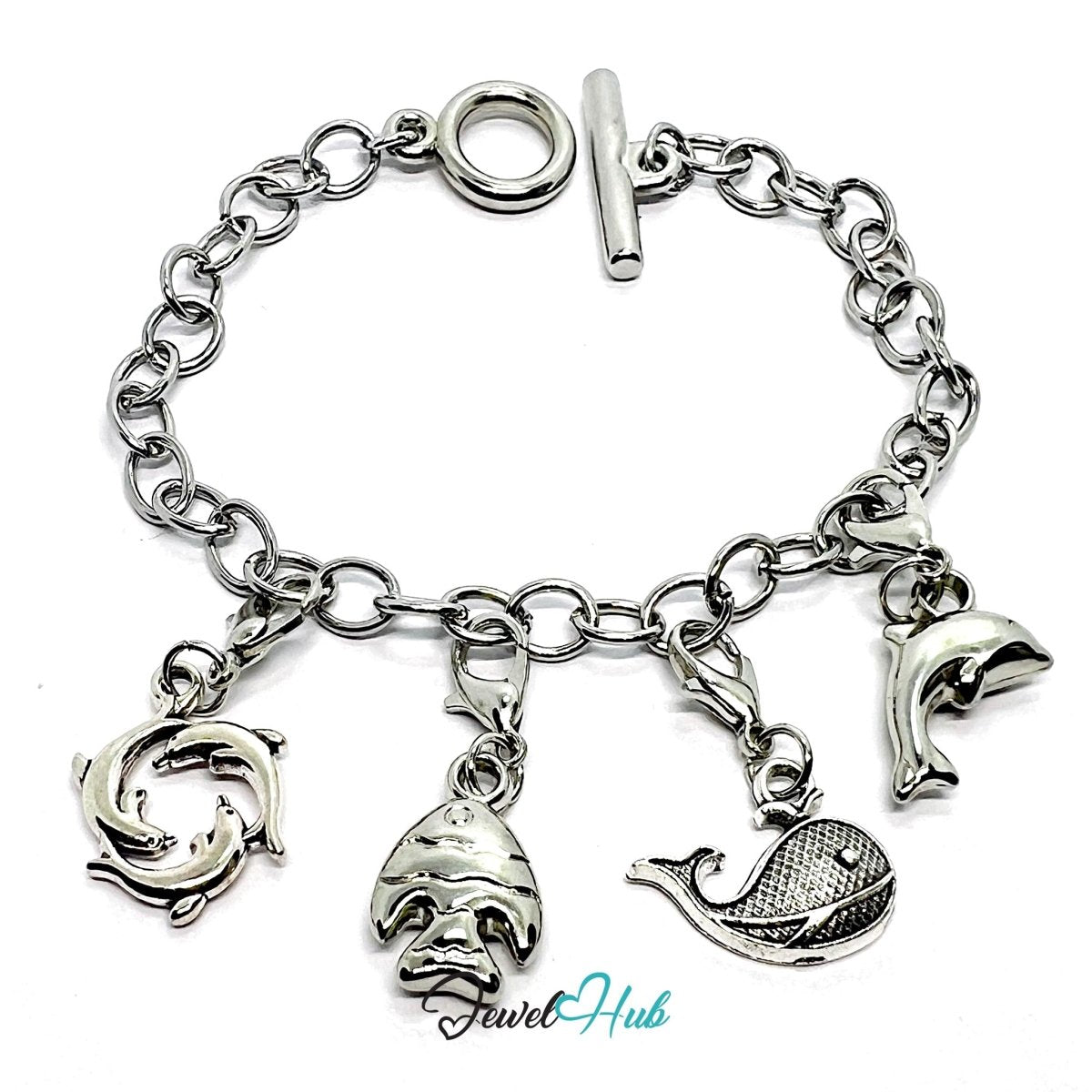 MiniCharm™ Ocean Series – Dolphins, Fish & Little Whales Pack (Set of 4) - JewelHub.co.uk