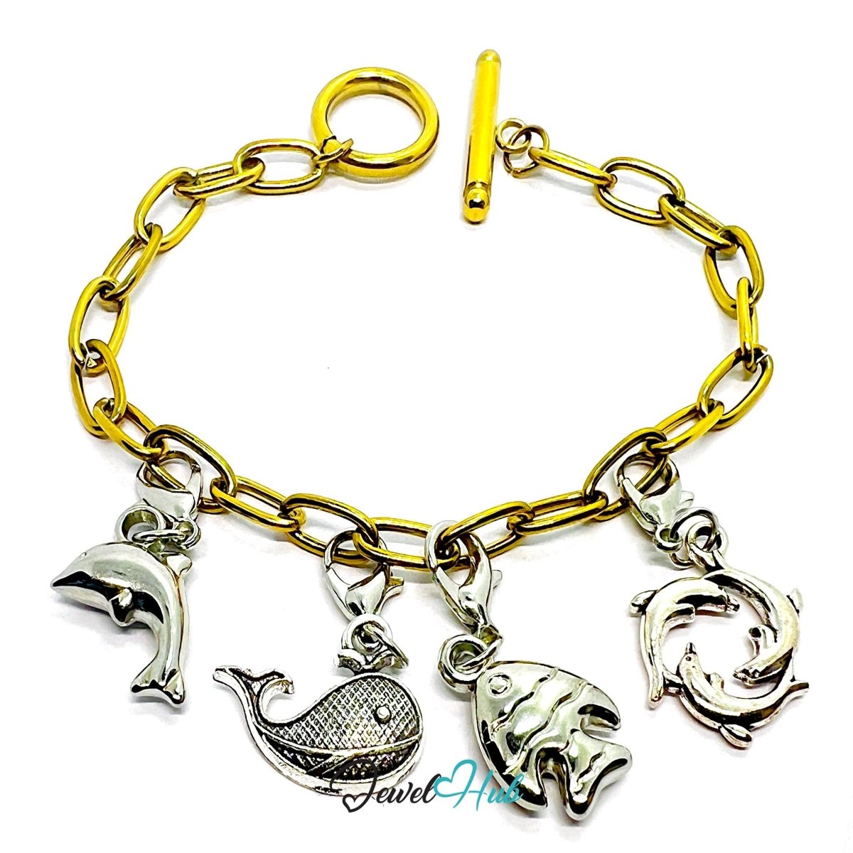 MiniCharm™ Ocean Series – Dolphins, Fish & Little Whales Pack (Set of 4) - JewelHub.co.uk