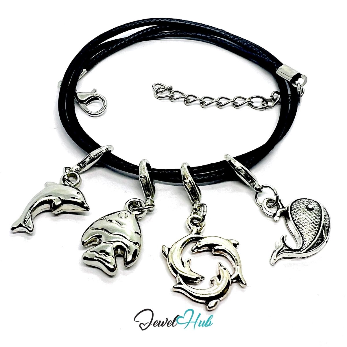 MiniCharm™ Ocean Series – Dolphins, Fish & Little Whales Pack (Set of 4) - JewelHub.co.uk