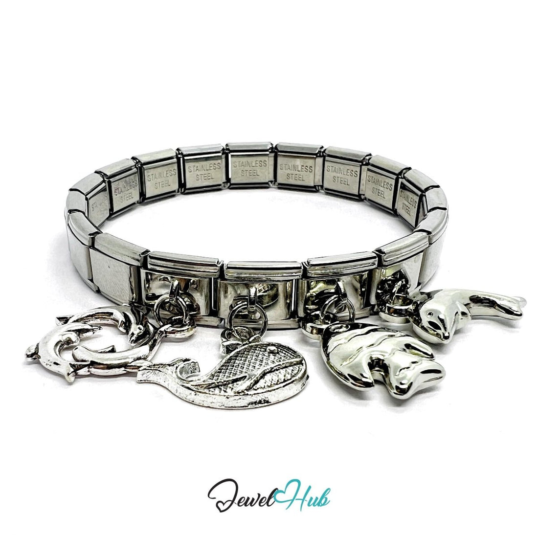 MiniCharm™ Ocean Series – Dolphins, Fish & Little Whales Pack (Set of 4) - JewelHub.co.uk