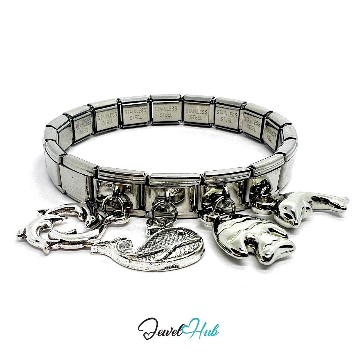 MiniCharm™ Ocean Series – Dolphins, Fish & Little Whales Pack (Set of 4) - JewelHub.co.uk
