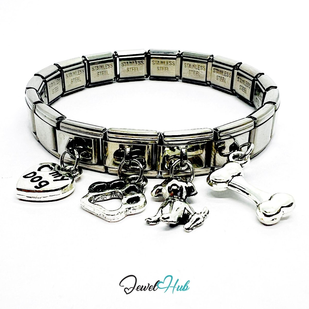 MiniCharm™ Pets Series – Paws, Bones & Little Dog Hearts Pack (Set of 4) - JewelHub.co.uk