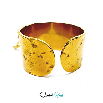 MiniCharm Ring – Gold - Toned 304 Stainless Steel with Sculptural Heart Charm - JewelHub.co.uk