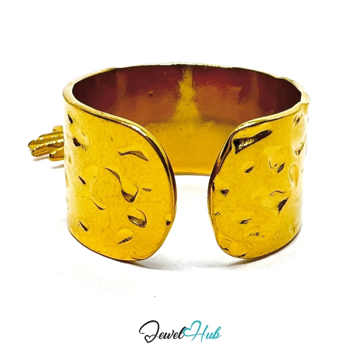 MiniCharm Ring – Gold - Toned 304 Stainless Steel with Sculptural Sun Charm - JewelHub.co.uk