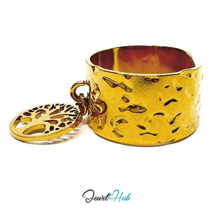 MiniCharm Ring – Gold - Toned 304 Stainless Steel with Tree of Life Charm - JewelHub.co.uk