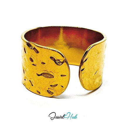 MiniCharm Ring – Gold - Toned 304 Stainless Steel with Tree of Life Charm - JewelHub.co.uk