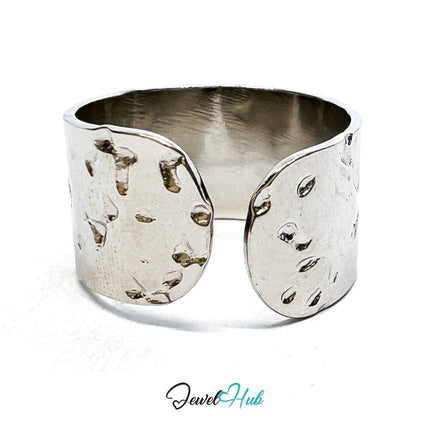 MiniCharm Ring – Silver - Toned 304 Stainless Steel with Super Sun Charm - JewelHub.co.uk