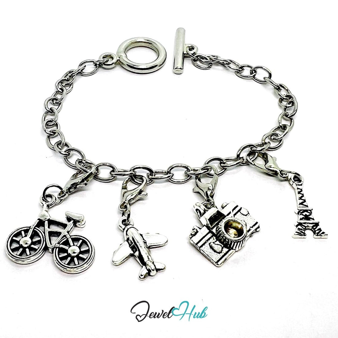 MiniCharm™ Travel Series – Bikes, Planes & Tiny Paris Moments Pack (Set of 4) - JewelHub.co.uk