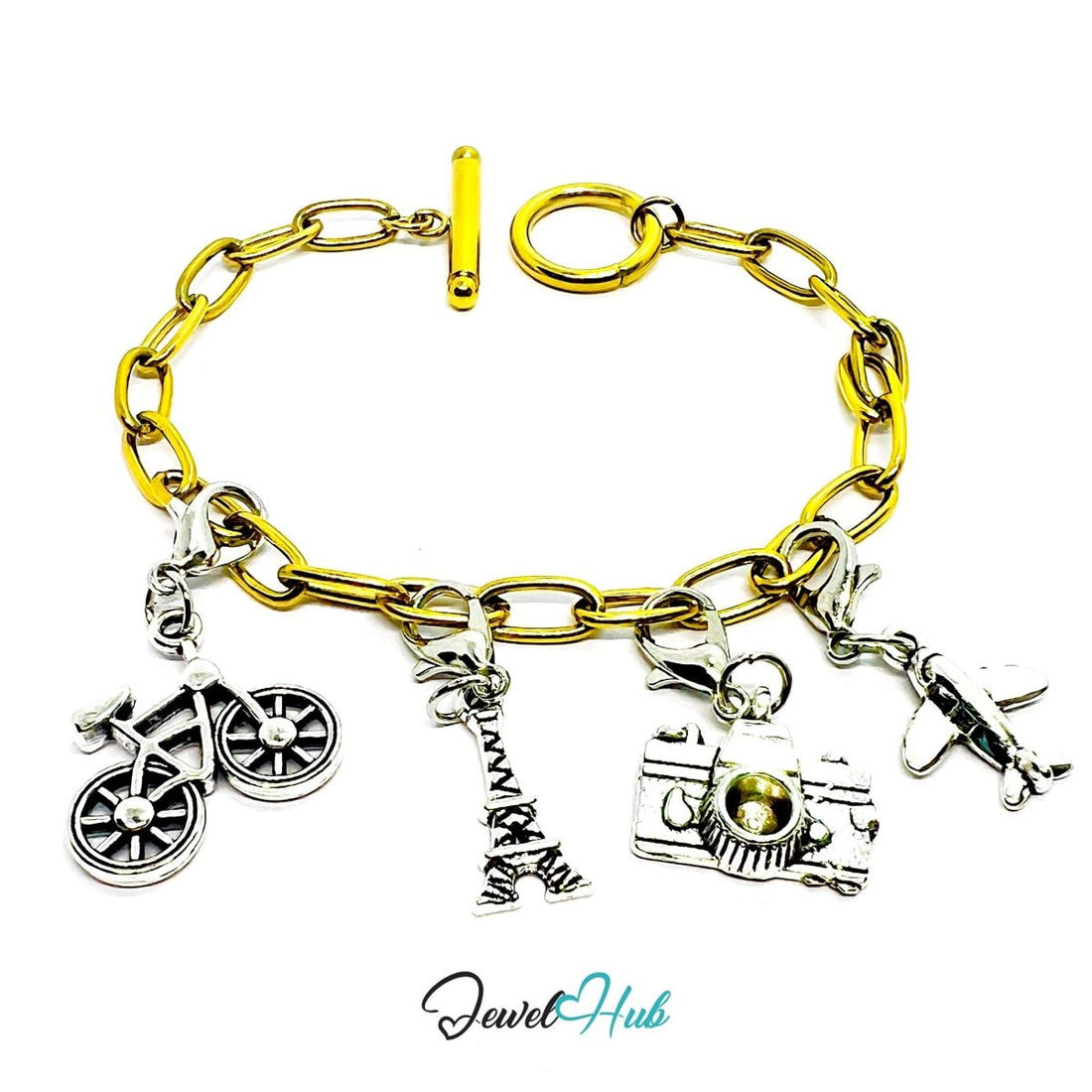 MiniCharm™ Travel Series – Bikes, Planes & Tiny Paris Moments Pack (Set of 4) - JewelHub.co.uk