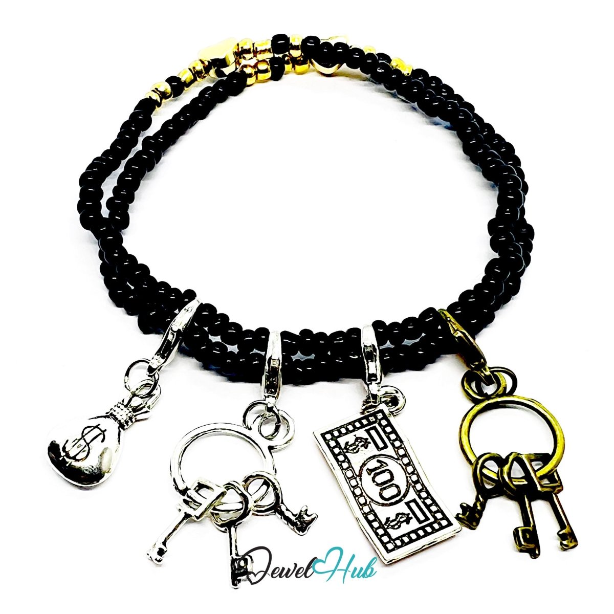 MiniCharm™ Wealth Series – Keys, Cash & Courage Pack (Set of 4) - JewelHub.co.uk