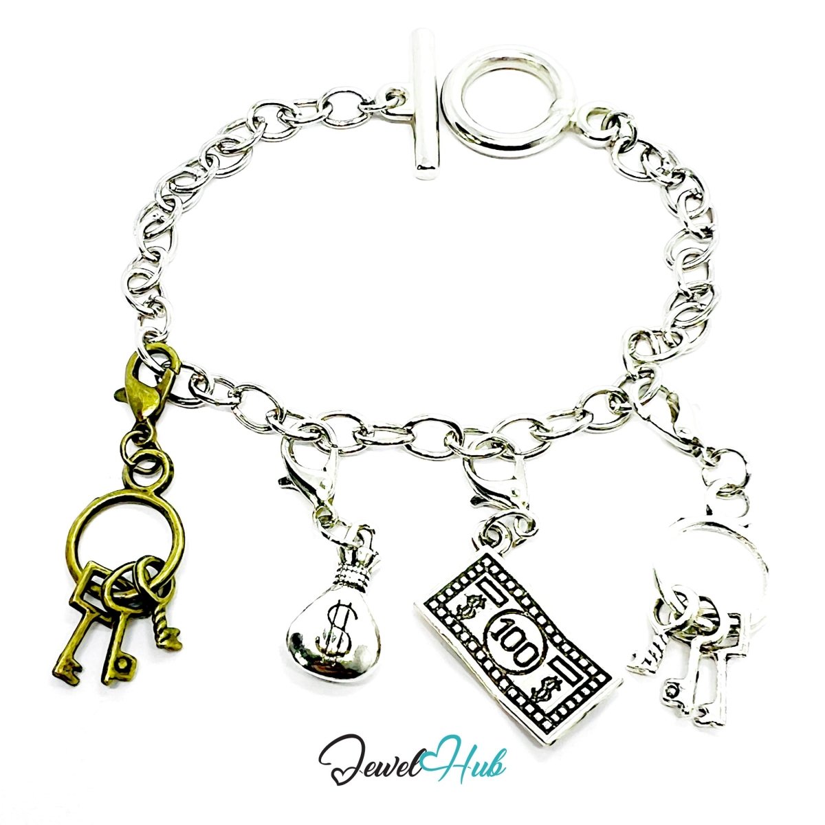 MiniCharm™ Wealth Series – Keys, Cash & Courage Pack (Set of 4) - JewelHub.co.uk