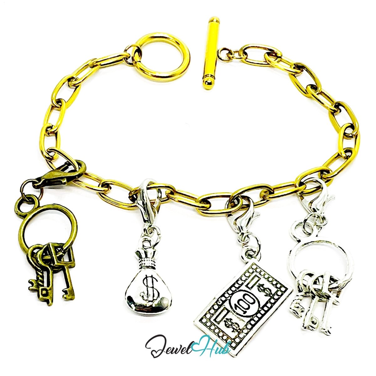 MiniCharm™ Wealth Series – Keys, Cash & Courage Pack (Set of 4) - JewelHub.co.uk