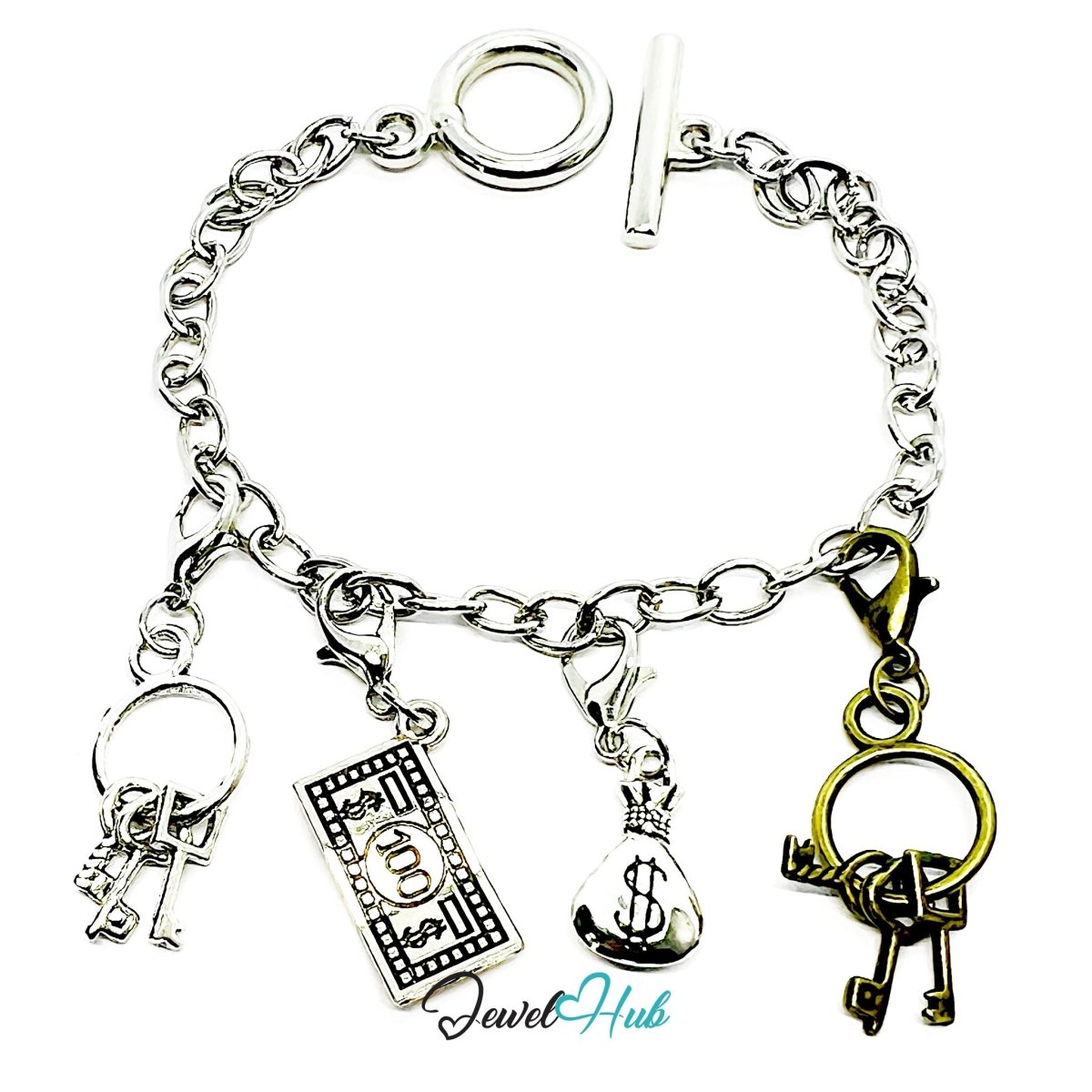 MiniCharm™ Wealth Series – Keys, Cash & Courage Pack (Set of 4) - JewelHub.co.uk