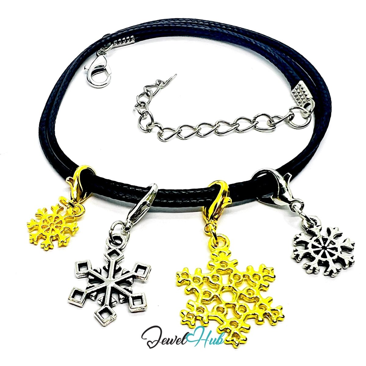 MiniCharm™ Winter Series – Snowflakes in Silver & Gold Pack (Set of 4) - JewelHub.co.uk