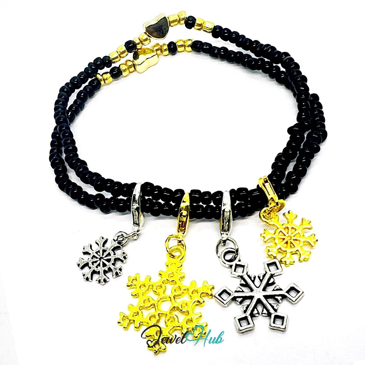 MiniCharm™ Winter Series – Snowflakes in Silver & Gold Pack (Set of 4) - JewelHub.co.uk