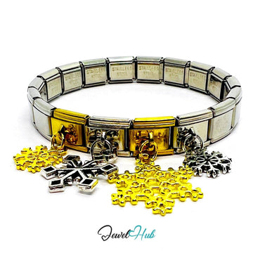 MiniCharm™ Winter Series – Snowflakes in Silver & Gold Pack (Set of 4) - JewelHub.co.uk