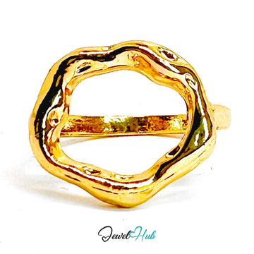 Molten Sculptural Gold - Plated Ring – Organic Abstract Two Sizes - JewelHub.co.uk