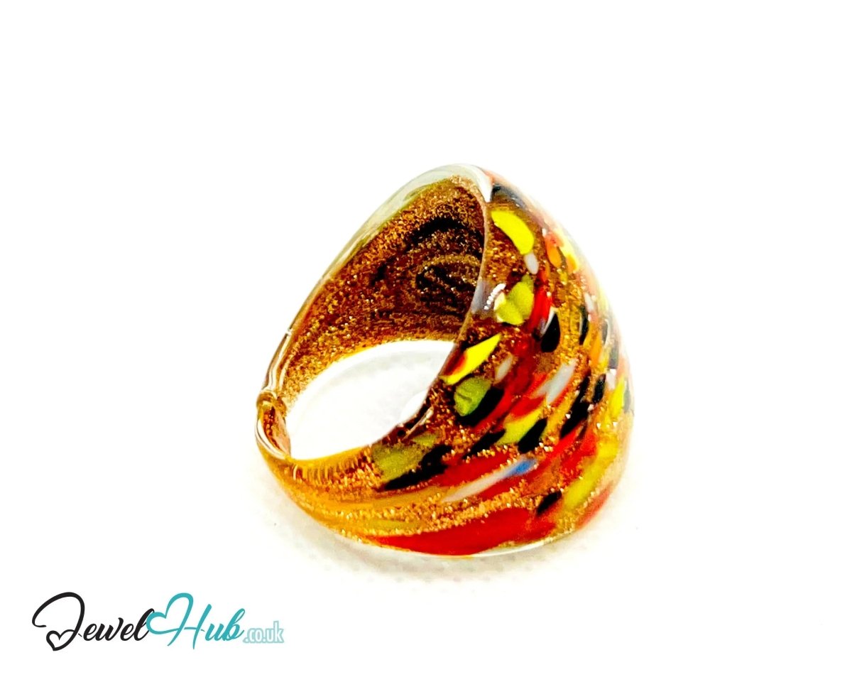 MosaicFlare 🌈 Glass Ring – UK Q · US 8.5 · Giant Series · Handcrafted Glass - JewelHub.co.uk