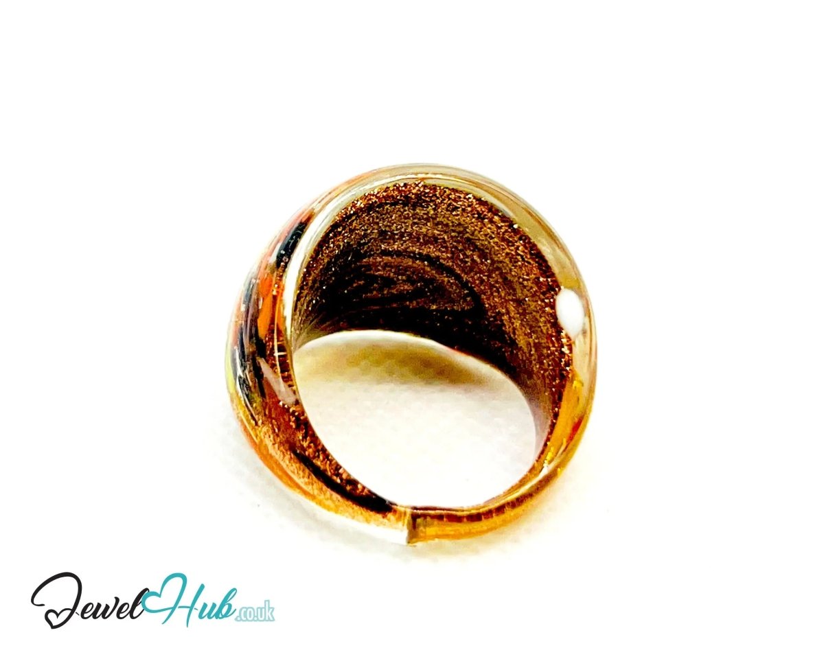 MosaicFlare 🌈 Glass Ring – UK Q · US 8.5 · Giant Series · Handcrafted Glass - JewelHub.co.uk