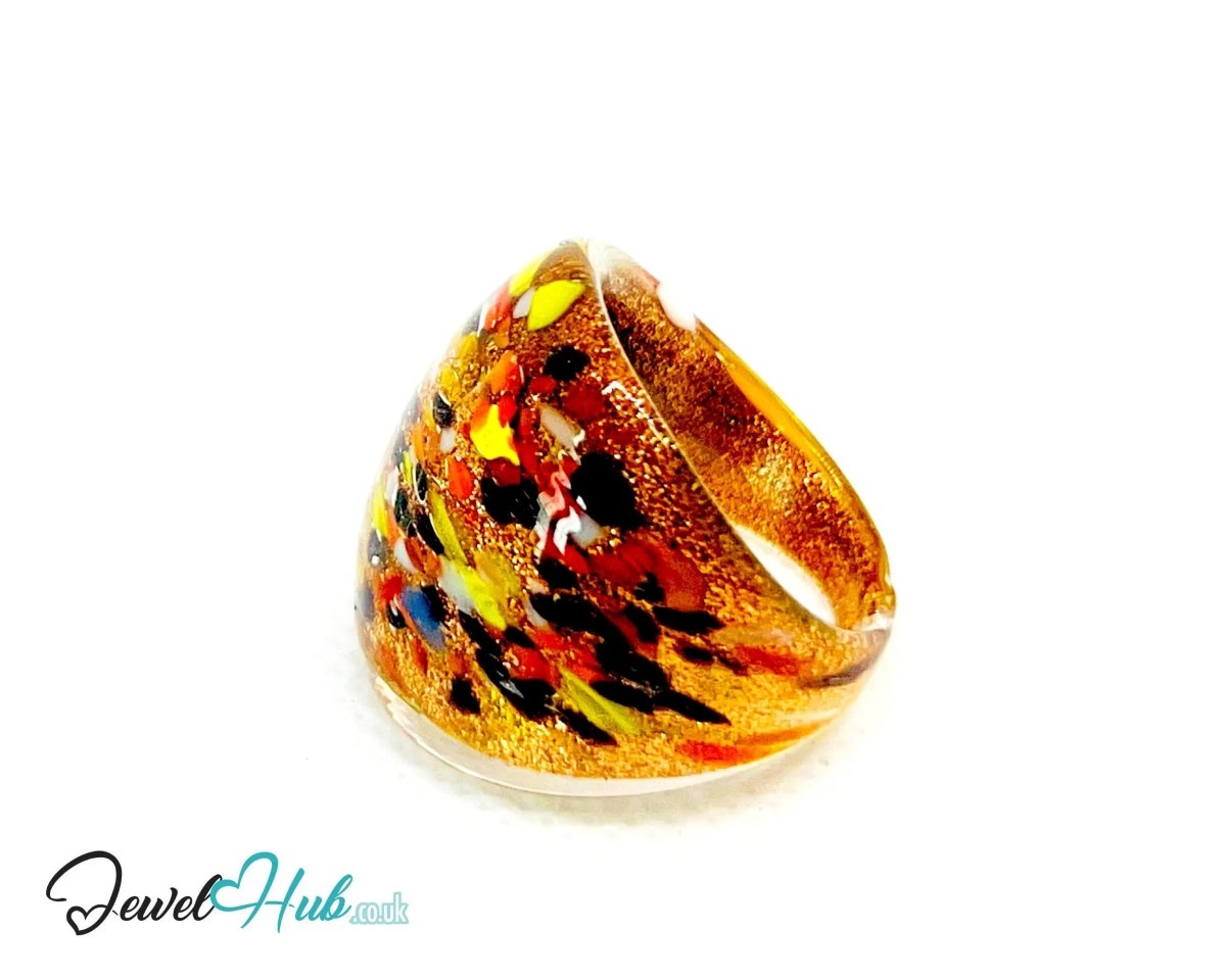 MosaicFlare 🌈 Glass Ring – UK Q · US 8.5 · Giant Series · Handcrafted Glass - JewelHub.co.uk