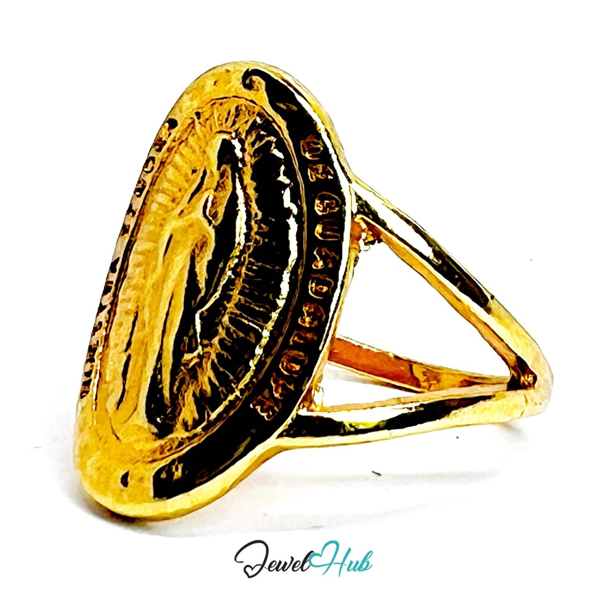 Mother Mary Gold - Plated Signet Ring – Sacred Spiritual Statement - JewelHub.co.uk