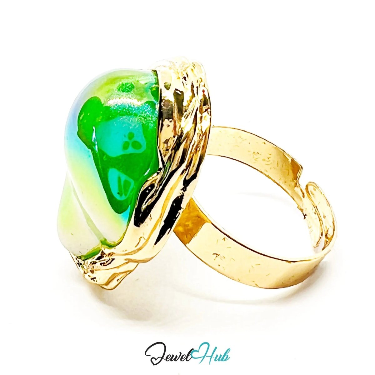 Multicolour Pearl Ring – Adjustable Gold - Plated M–P with Sculptural Setting for Radiant Presence - JewelHub.co.uk